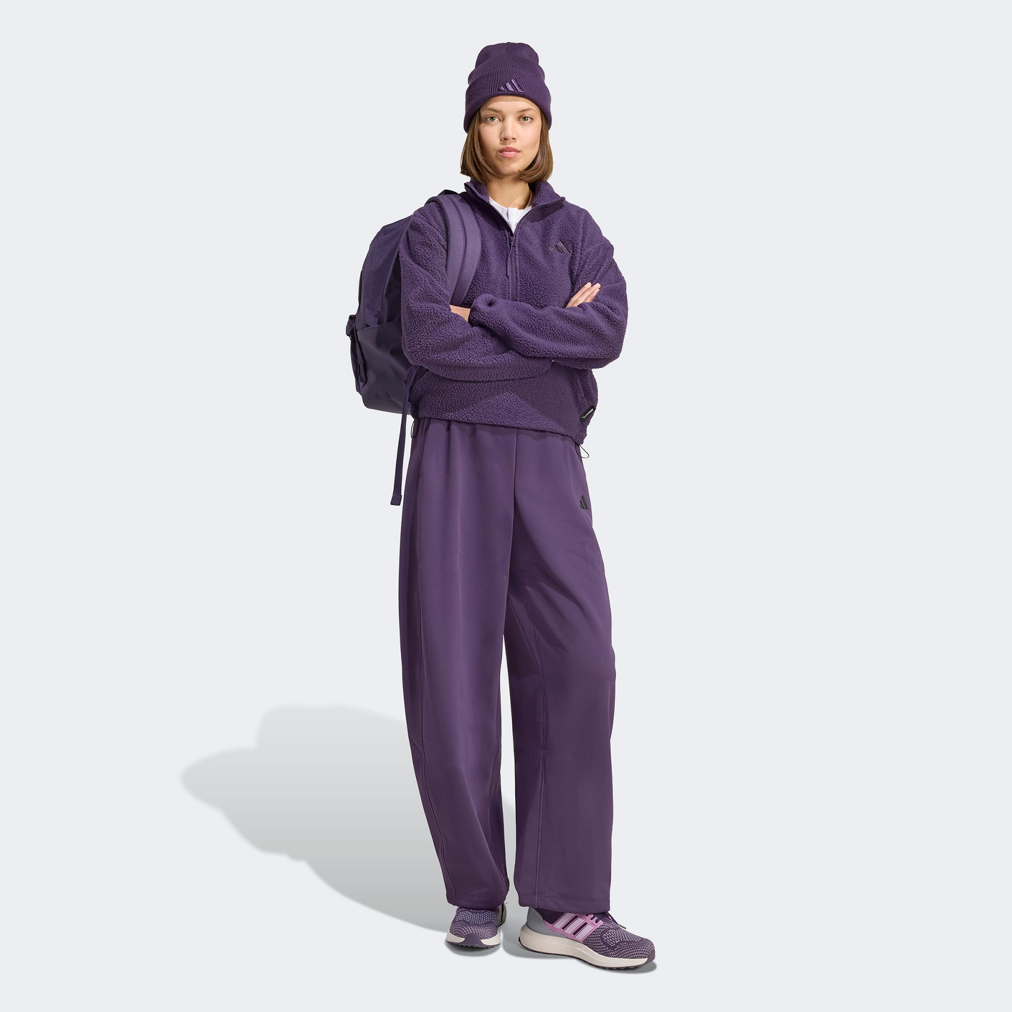 adidas City Tech High Pile Fleece Half Zip Kadın Mor Polar