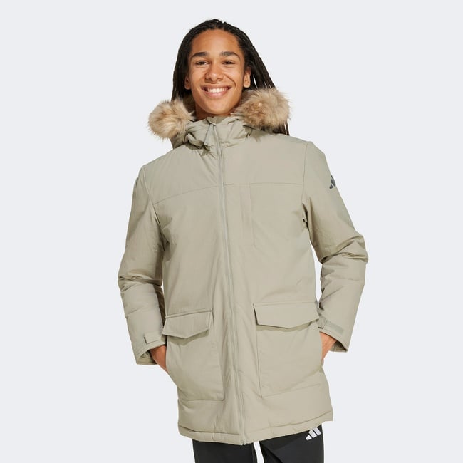  adidas Paveric Climawarm Kürk Erkek Yeşil Outdoor Montu