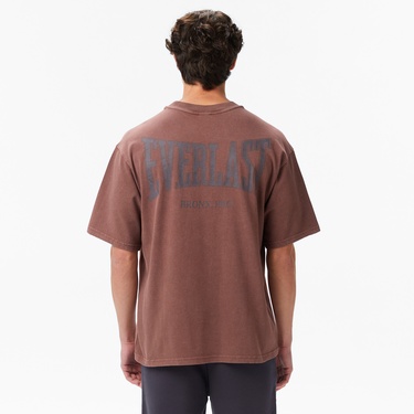  Everlast Bronx 1910 Oversize Yıkamalı Erkek Kahverengi T-Shirt