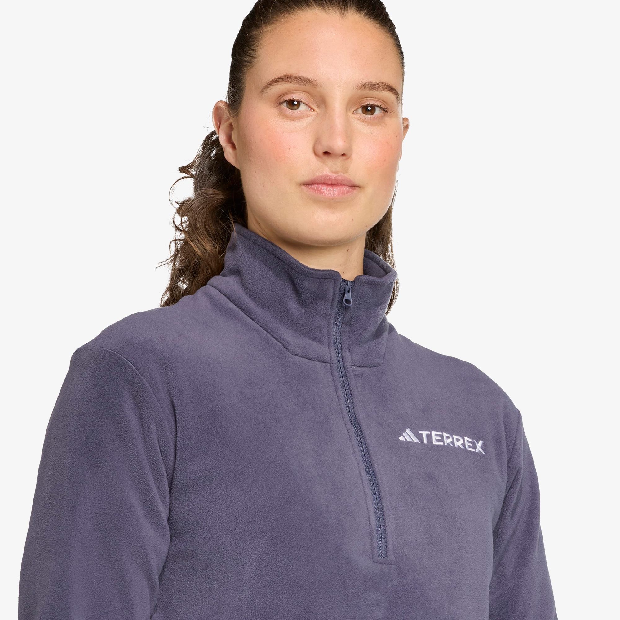 adidas Multi Essentials 1-2 Zip Fleece Kadın Mor Yürüyüş Polar