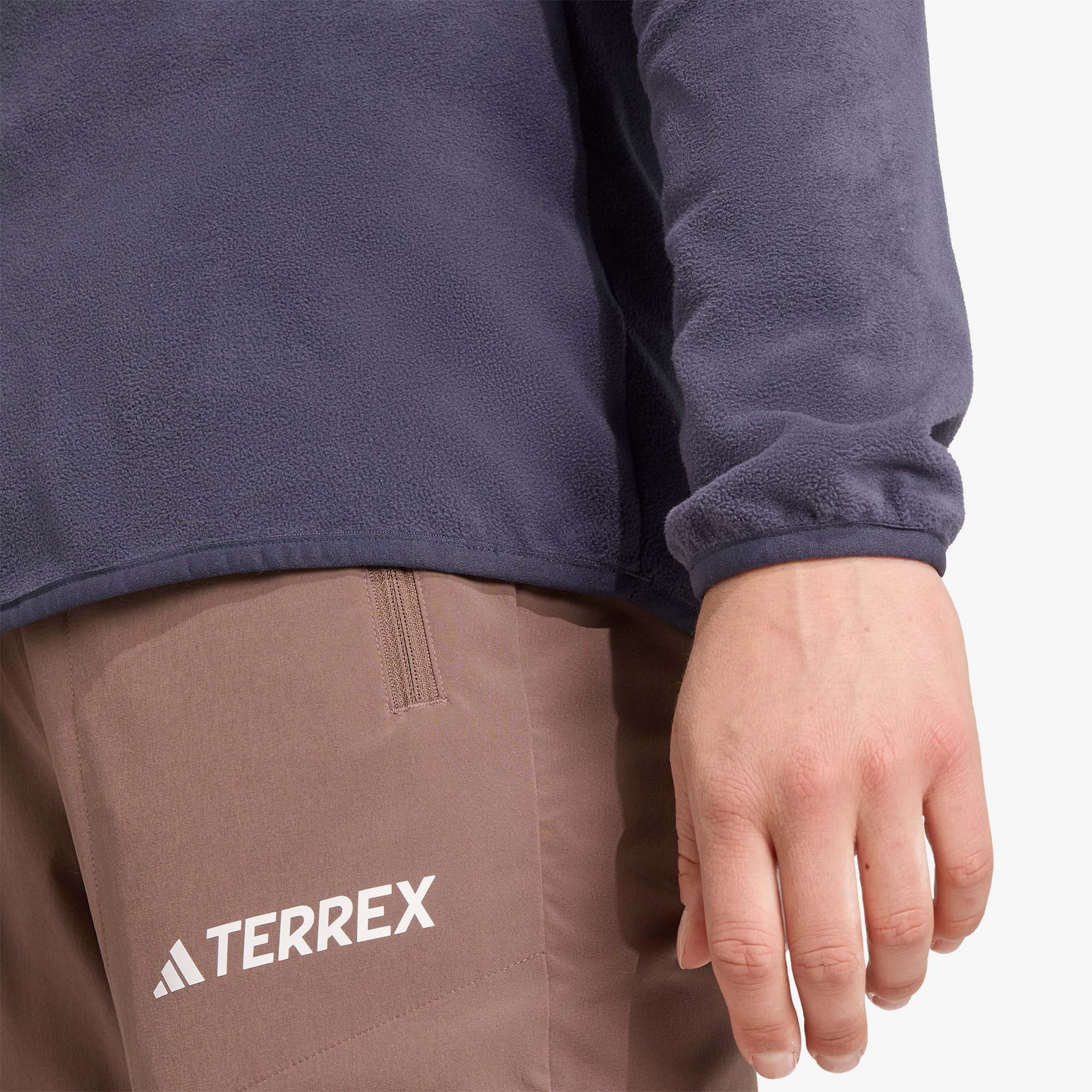 adidas Multi Essentials 1-2 Zip Fleece Kadın Mor Yürüyüş Polar