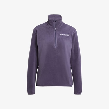  adidas Multi Essentials 1-2 Zip Fleece Kadın Mor Yürüyüş Polar