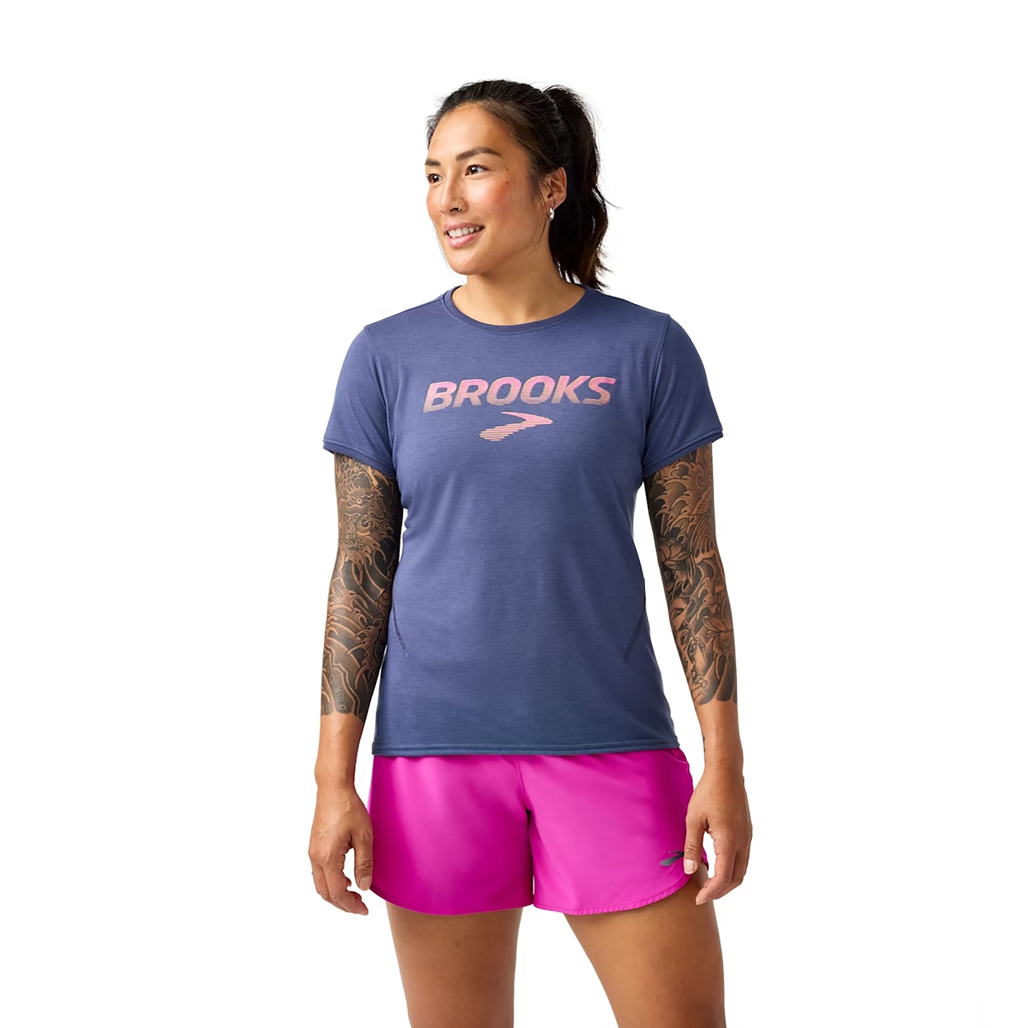 Brooks Distance Sleeve 3.0 Kadın Mavi Koşu T-Shirt