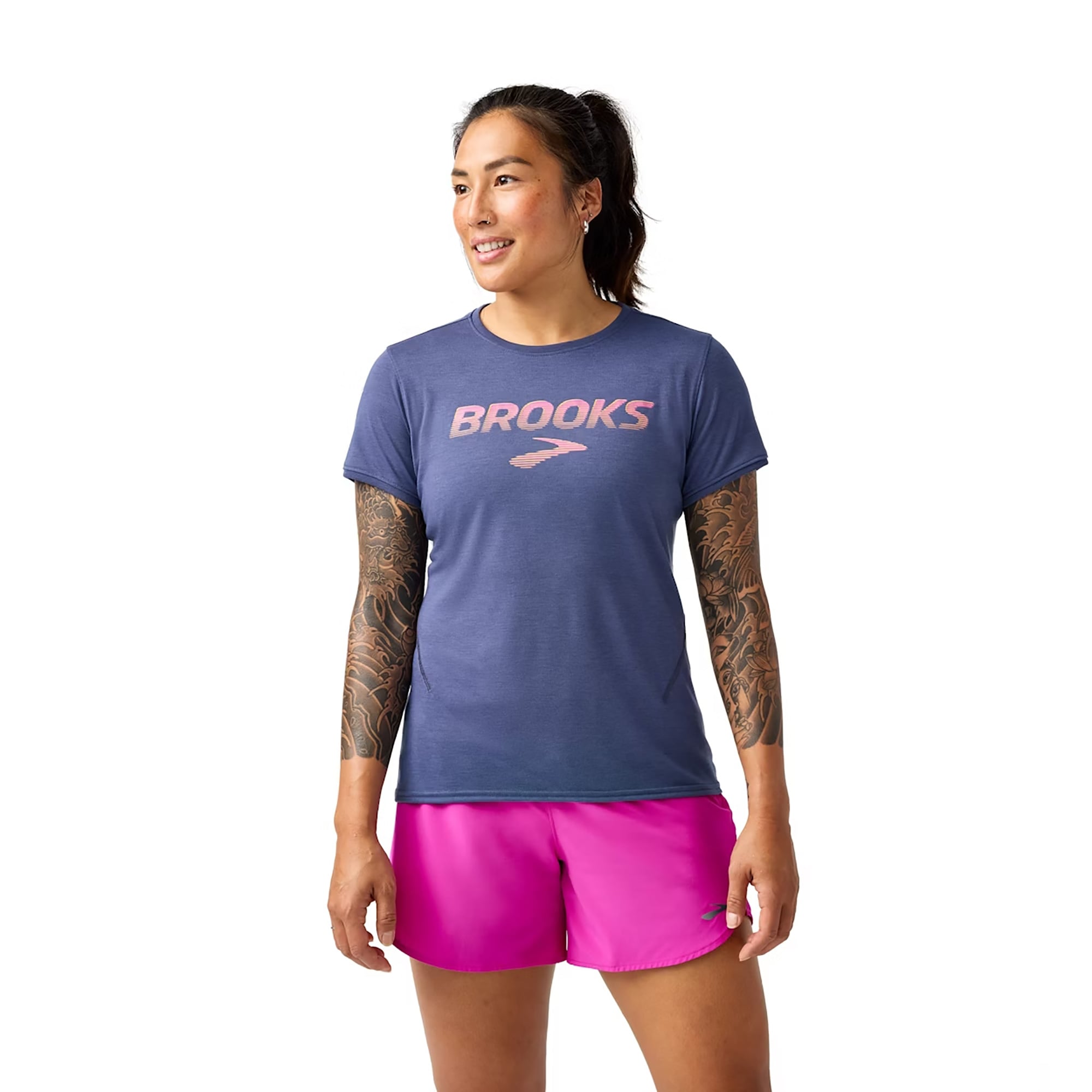  Brooks Distance Sleeve 3.0 Kadın Mavi Koşu T-Shirt