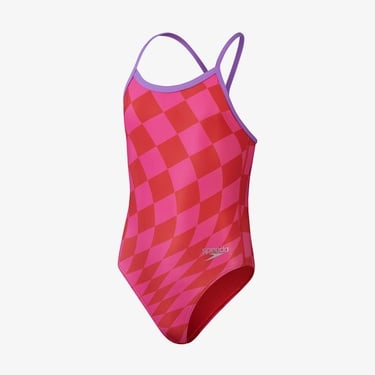  Speedo Allover Digital V-Back Çocuk Kırmızı Mayo