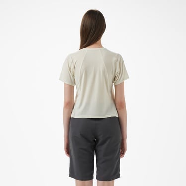  Salomon Shkout Air Crop Ss Kadın Krem Koşu T-Shirt