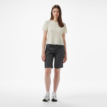  Salomon Shkout Air Crop Ss Kadın Krem Koşu T-Shirt