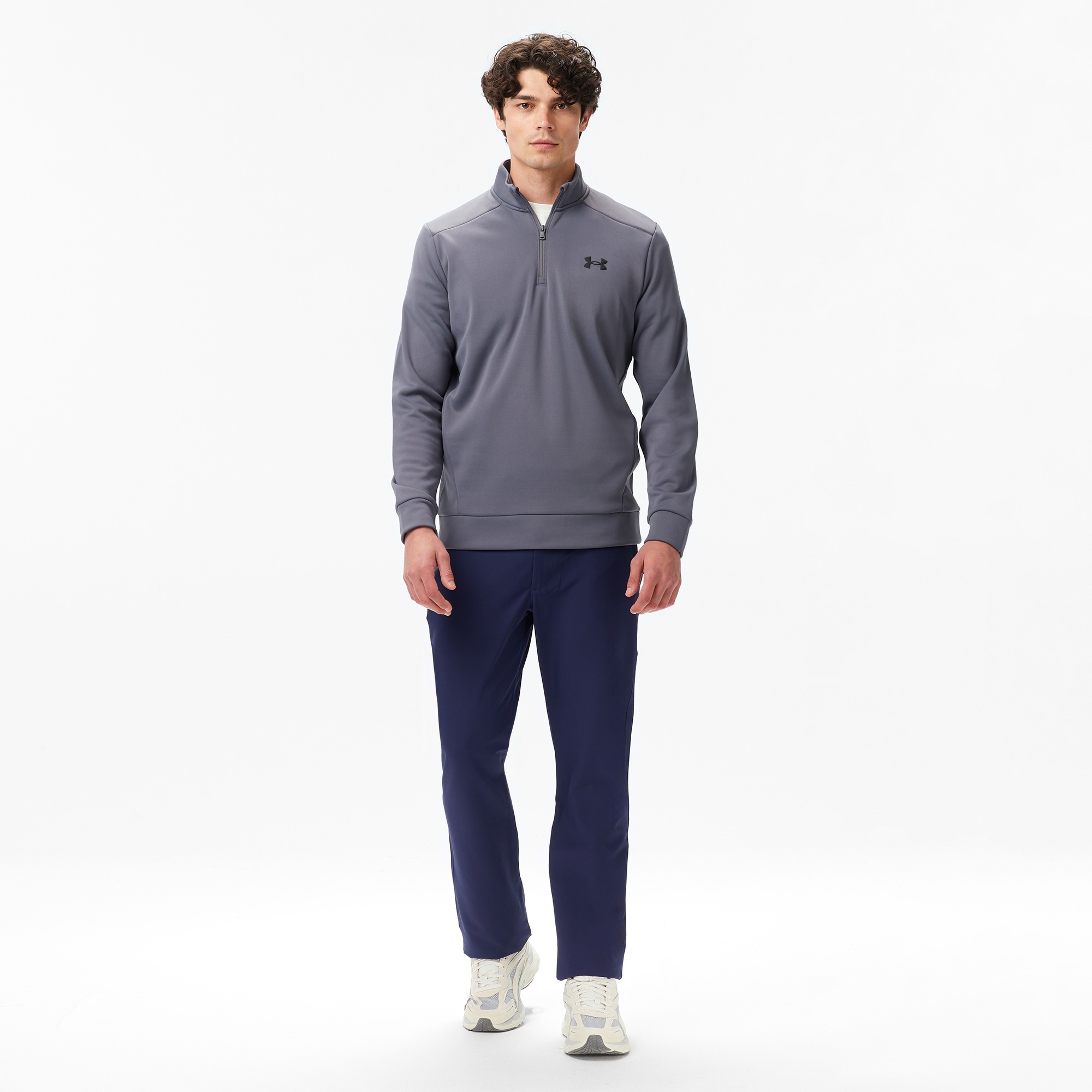 Under Armour Armour Fleece 14 Zip Erkek Gri Sweatshirt