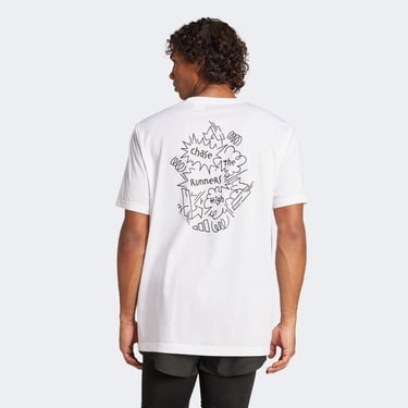  adidas Running Chase The Runners High Graphic Erkek Beyaz Koşu T-Shirt