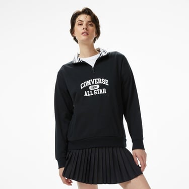  Converse Erkek Yarım Fermuarlı Siyah Sweatshirt