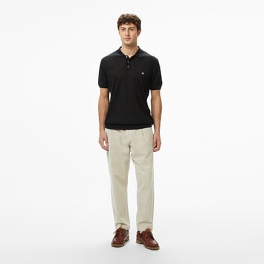  Brooks Brothers Polo Yaka Kısa Kol Keten Karışımlı Erkek Siyah Kazak