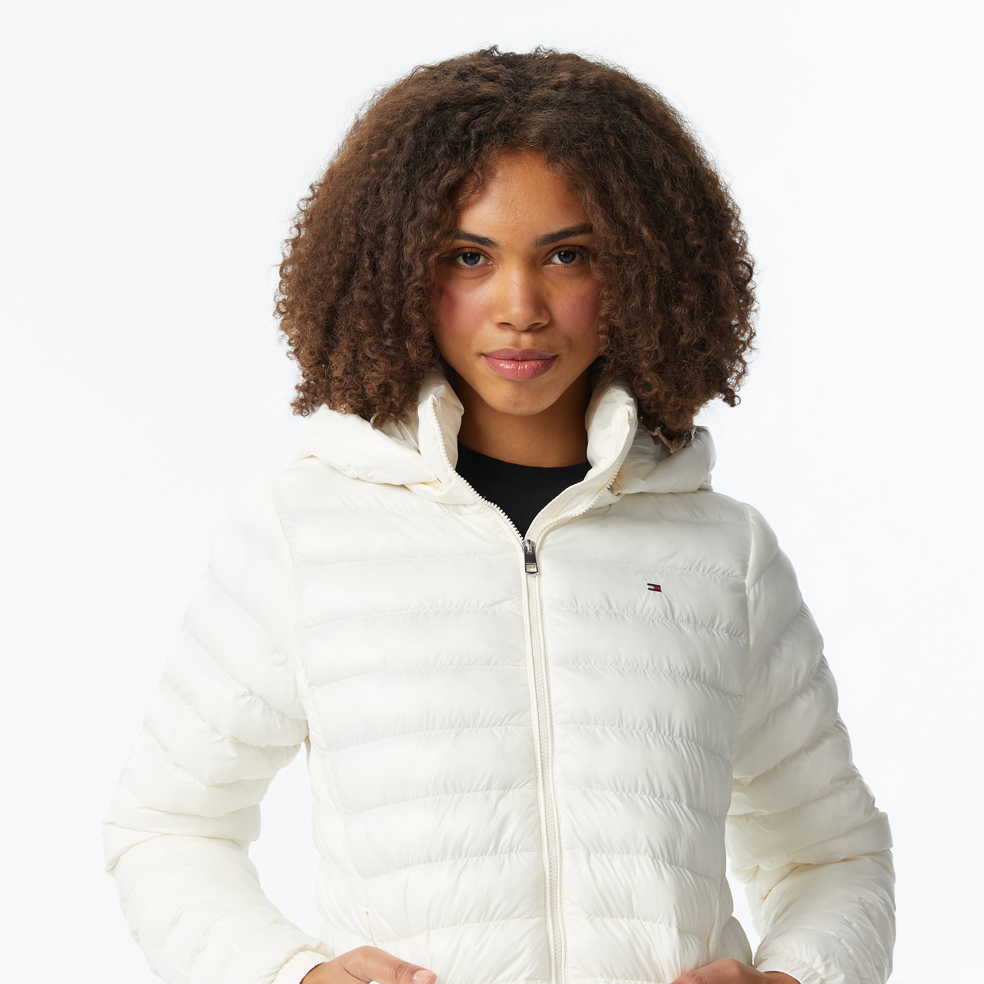 Tommy Hilfiger Padded Slim Kadın Puffer Beyaz Mont
