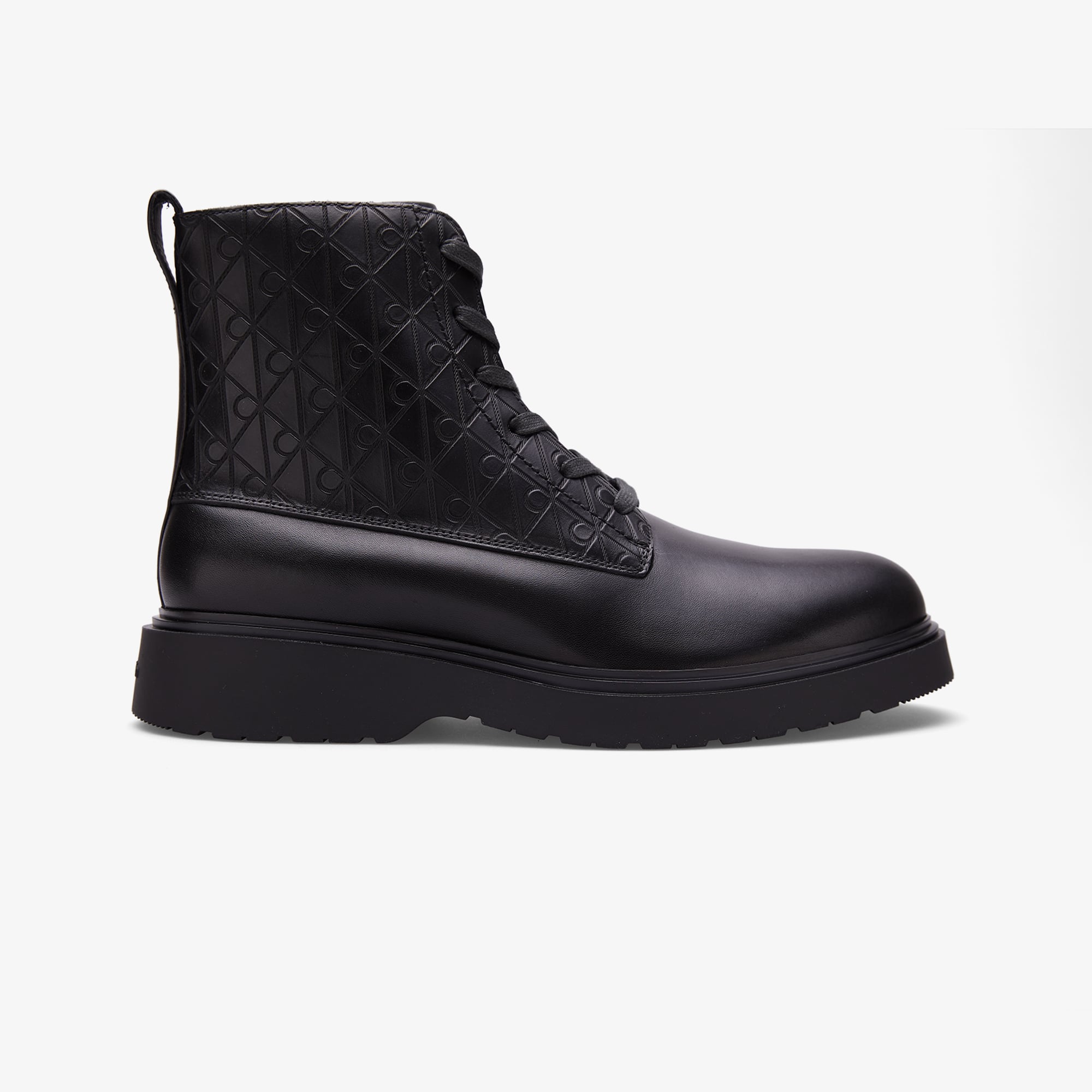  Calvin Klein Combat Essential Lace Up Zip Erkek Siyah Bot