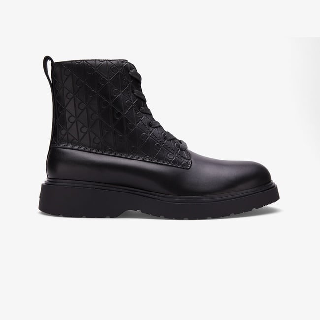  Calvin Klein Combat Essential Lace Up Zip Erkek Siyah Bot