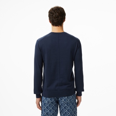  Calvin Klein Supima Cotton Crew Erkek Mavi Triko