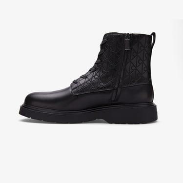  Calvin Klein Combat Essential Lace Up Zip Erkek Siyah Bot