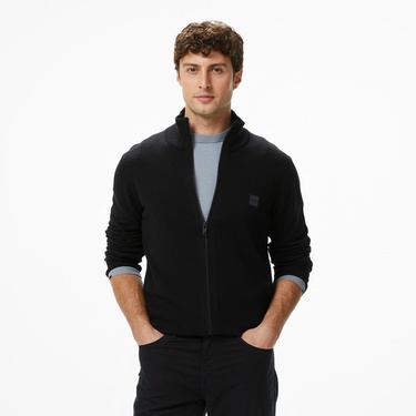  Boss Kanozip Erkek Siyah Triko