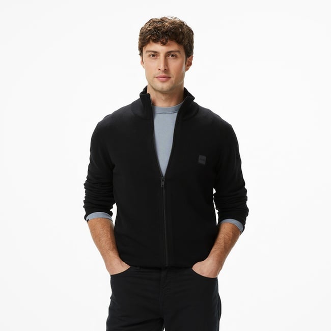  Boss Kanozip Erkek Siyah Triko