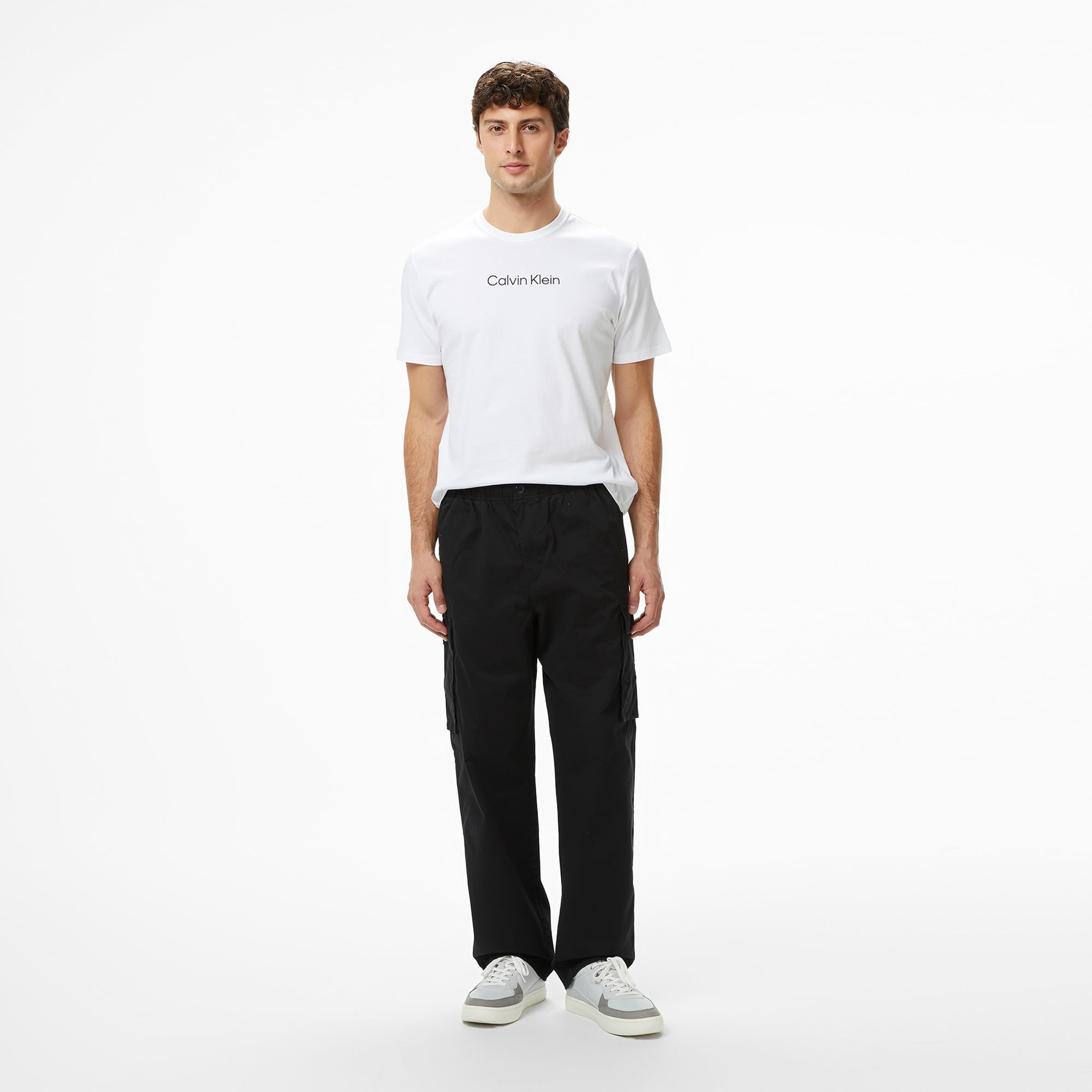 Calvin Klein Standard Logo Crew Erkek Beyaz T-Shirt