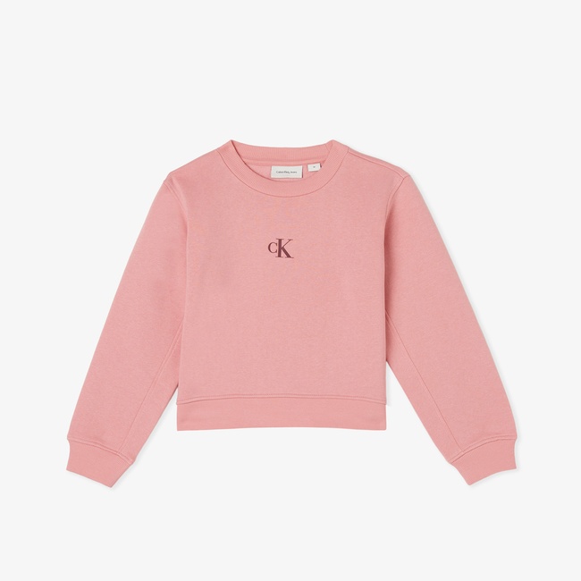  Calvin Klein Logo Fleece Çocuk Pembe Sweatshirt