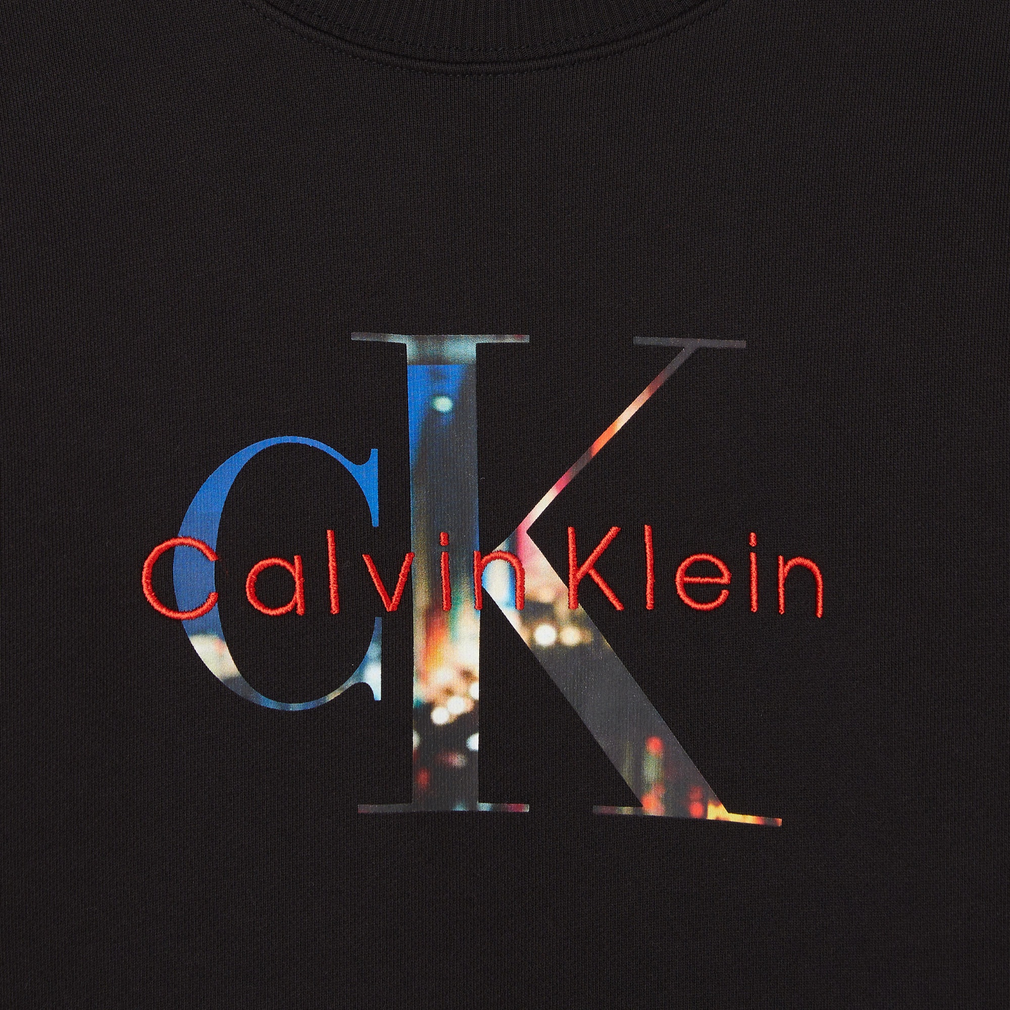 Calvin Klein Filled-In Photo Fleece Mono Çocuk Siyah Sweatshirt