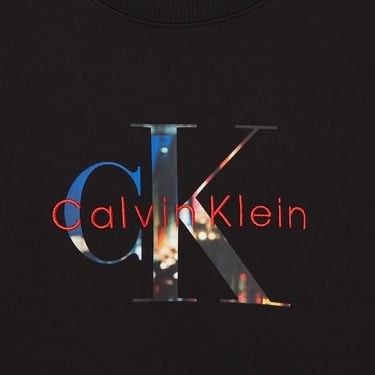  Calvin Klein Filled-In Photo Fleece Mono Çocuk Siyah Sweatshirt