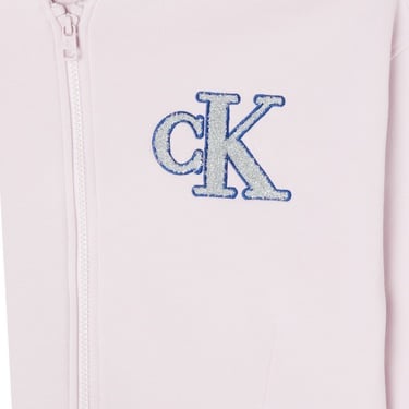  Calvin Klein Logo Terry Zip Through Çocuk Pembe Sweatshirt