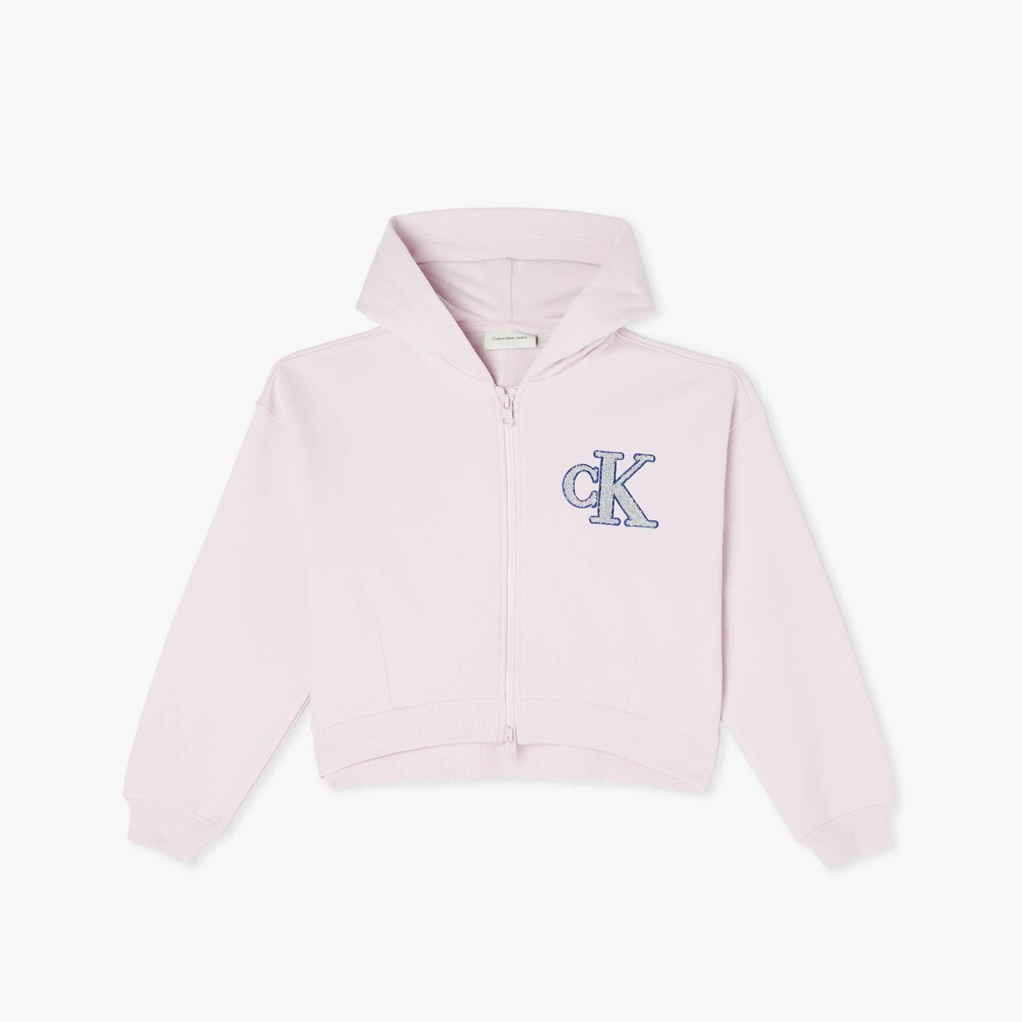 Calvin Klein Logo Terry Zip Through Çocuk Pembe Sweatshirt