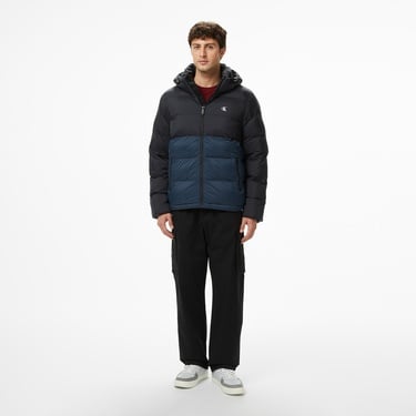  Calvin Klein Nylon Color Bock Puffer Erkek Siyah Ceket