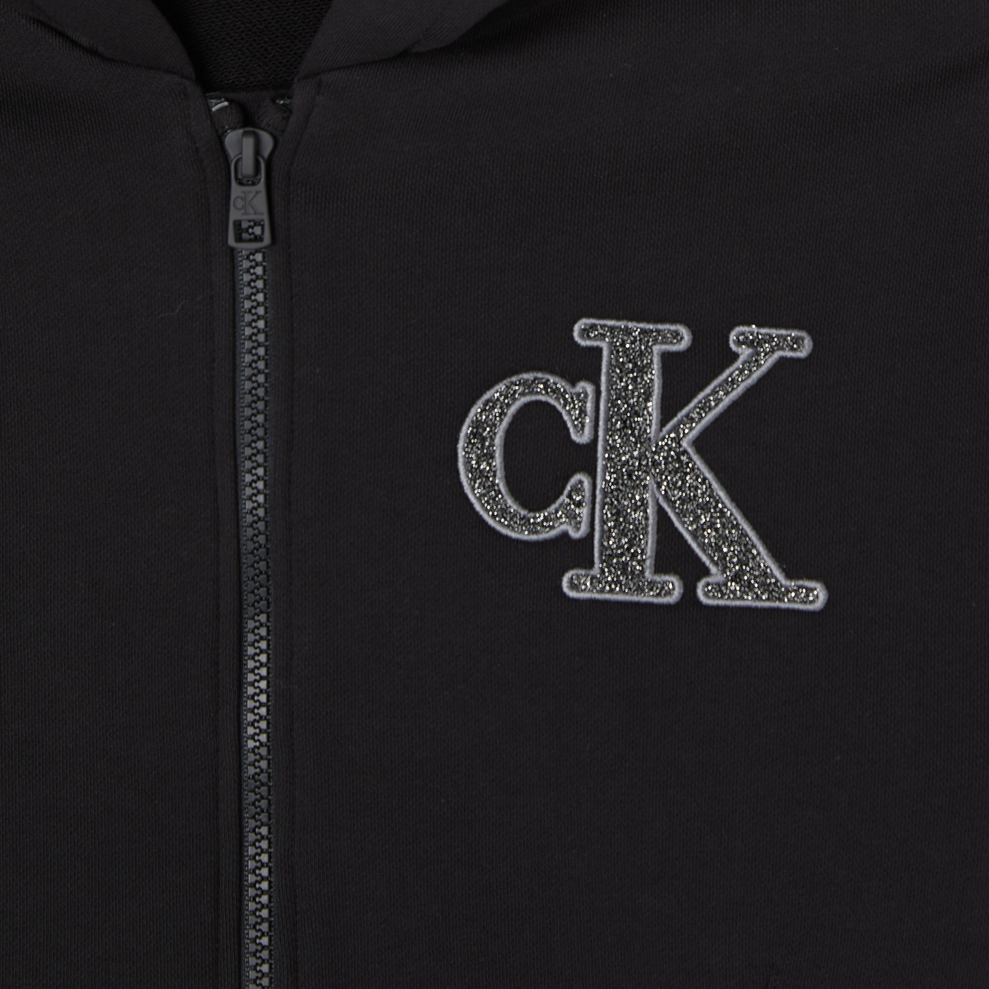 Calvin Klein Logo Terry Zip Through Çocuk Siyah Sweatshirt