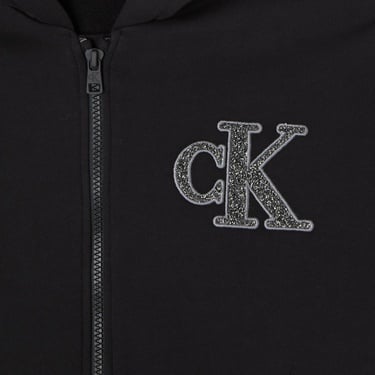  Calvin Klein Logo Terry Zip Through Çocuk Siyah Sweatshirt