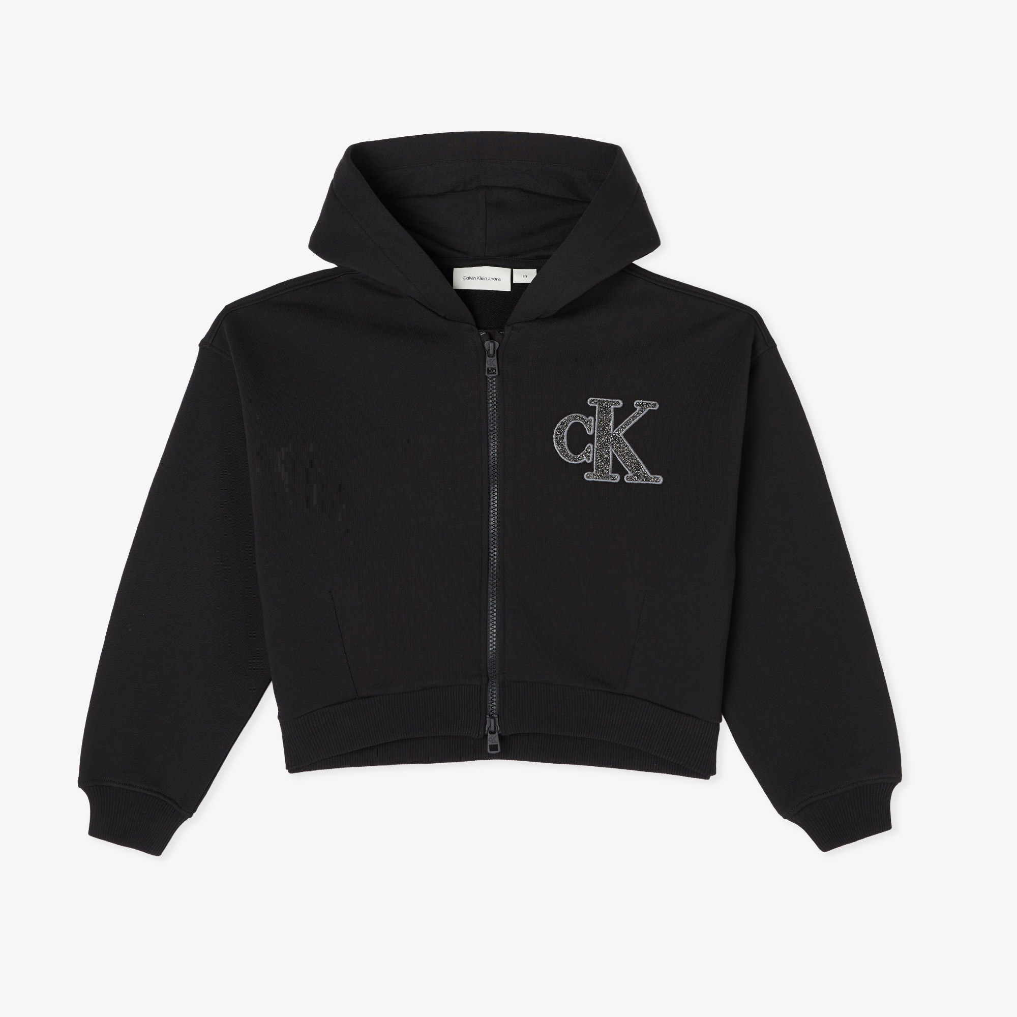 Calvin Klein Logo Terry Zip Through Çocuk Siyah Sweatshirt