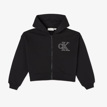  Calvin Klein Logo Terry Zip Through Çocuk Siyah Sweatshirt