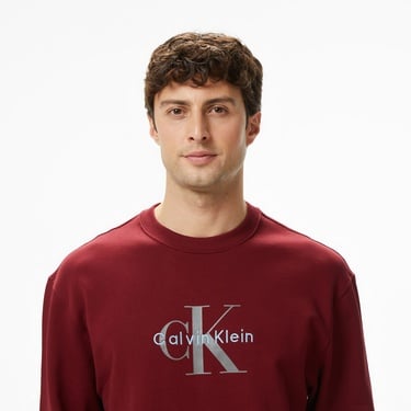  Calvin Klein Terry Monologo Erkek Kırmızı Sweatshirt