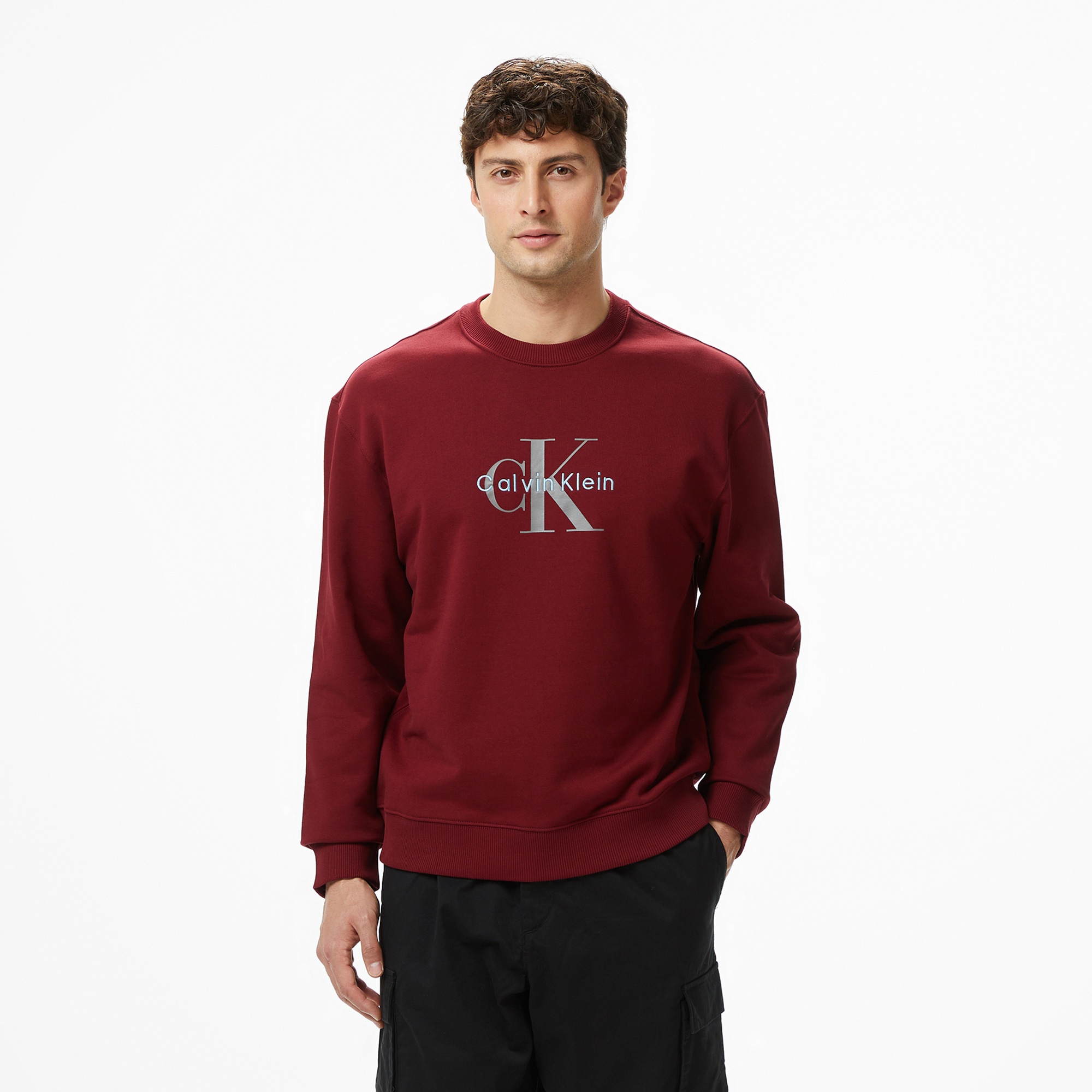 Calvin Klein Terry Monologo Erkek Kırmızı Sweatshirt