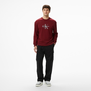  Calvin Klein Terry Monologo Erkek Kırmızı Sweatshirt
