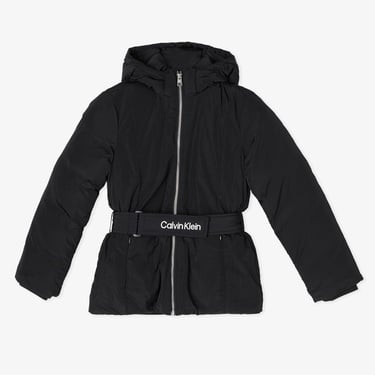  Calvin Klein Classic Belted Çocuk Siyah Mont