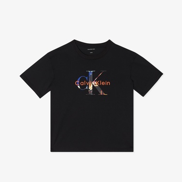  Calvin Klein Filled-In Photo Mono Çocuk Siyah T-Shirt