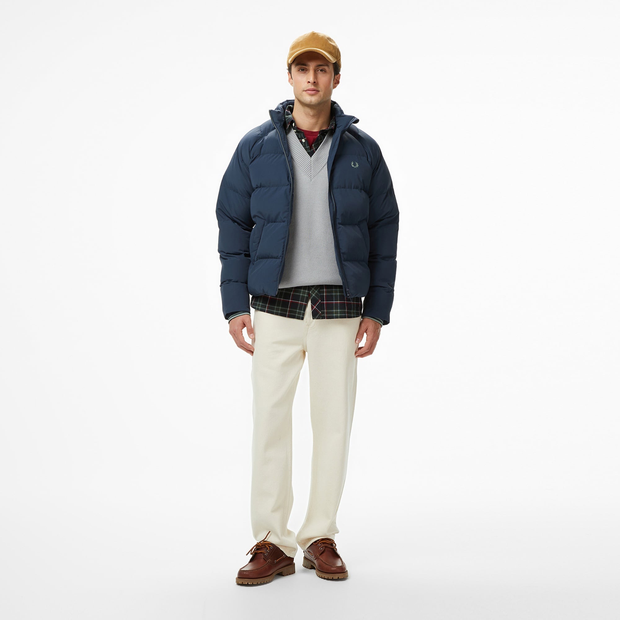 Fred Perry Raglan Sleeve Padded Erkek Lacivert Mont