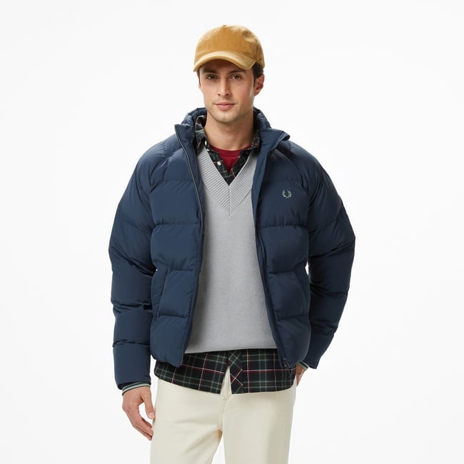  Fred Perry Raglan Sleeve Padded Erkek Lacivert Mont