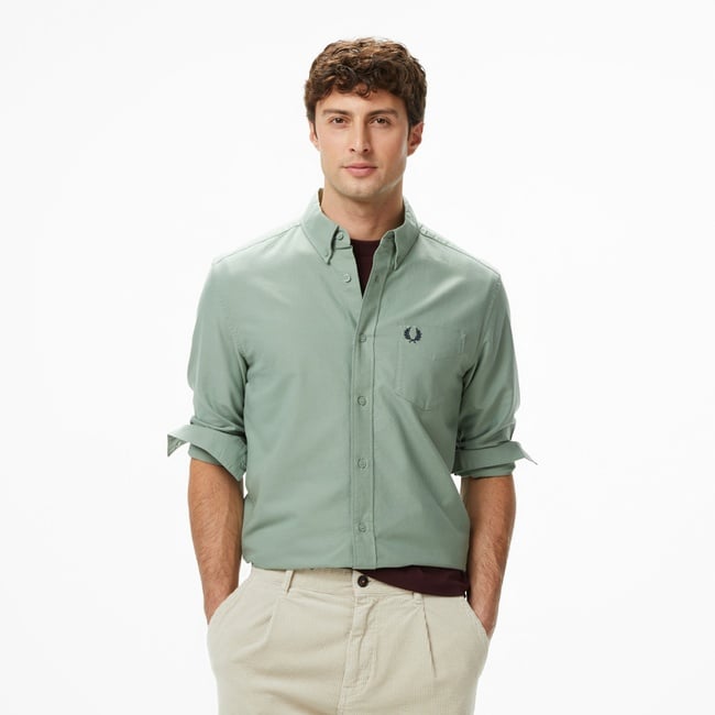  Fred Perry Oxford Erkek Yeşil Gömlek