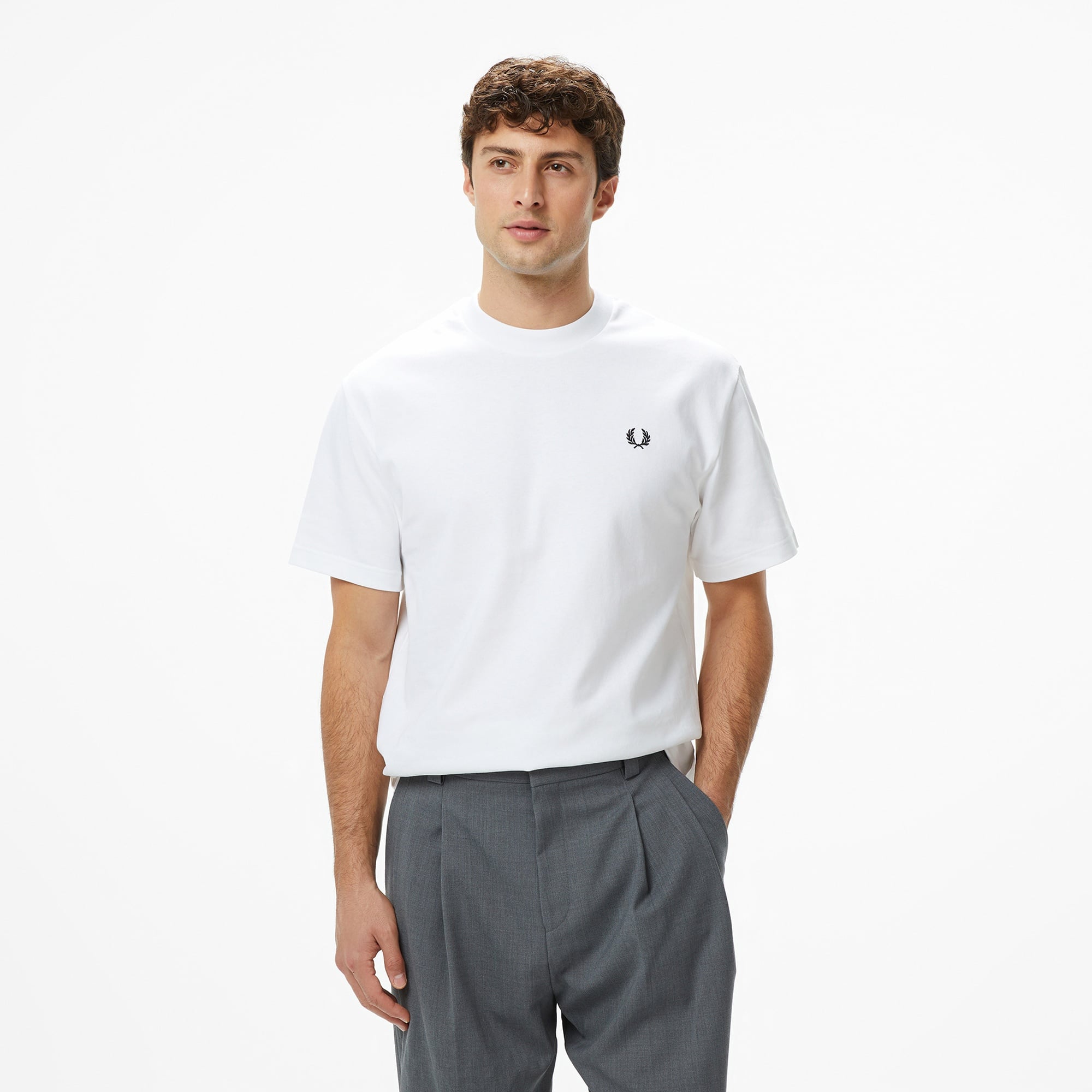 Fred Perry Relaxed Erkek Beyaz T-Shirt