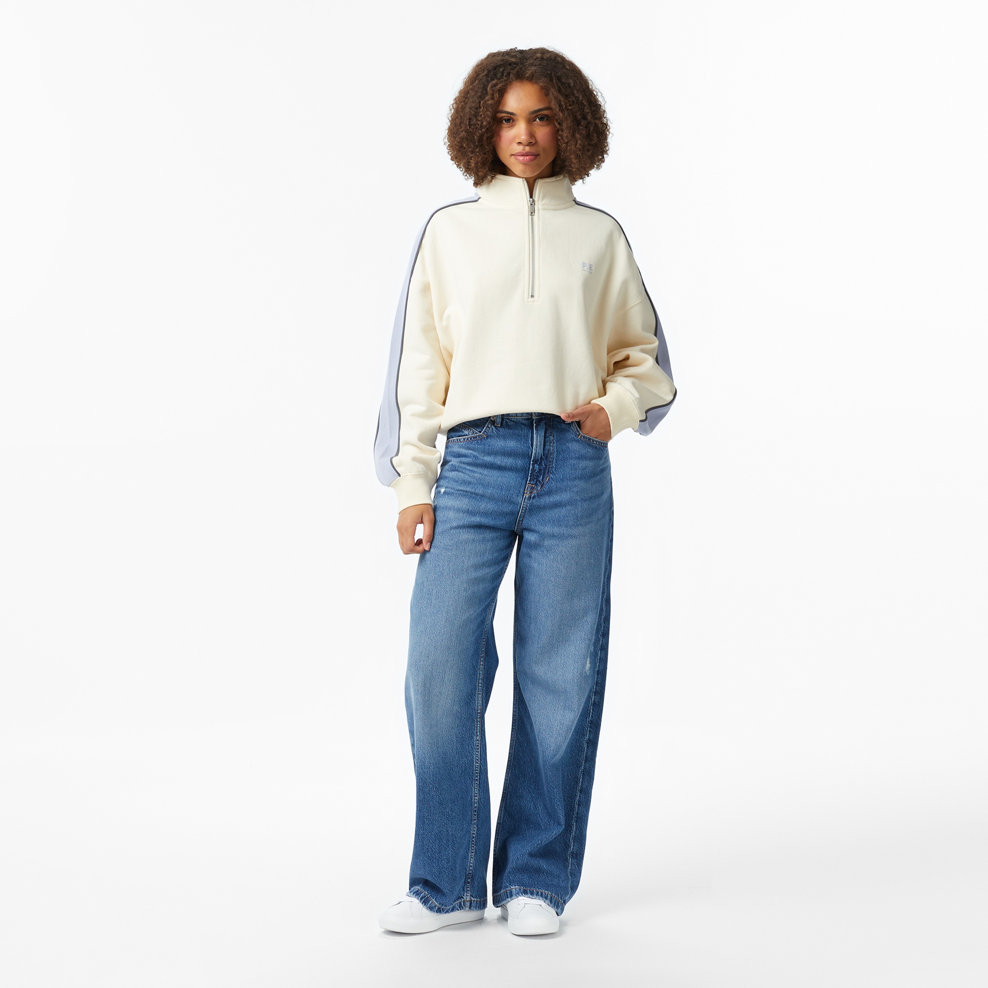 P.E Nation Align Zip Kadın Krem Rengi Sweatshirt
