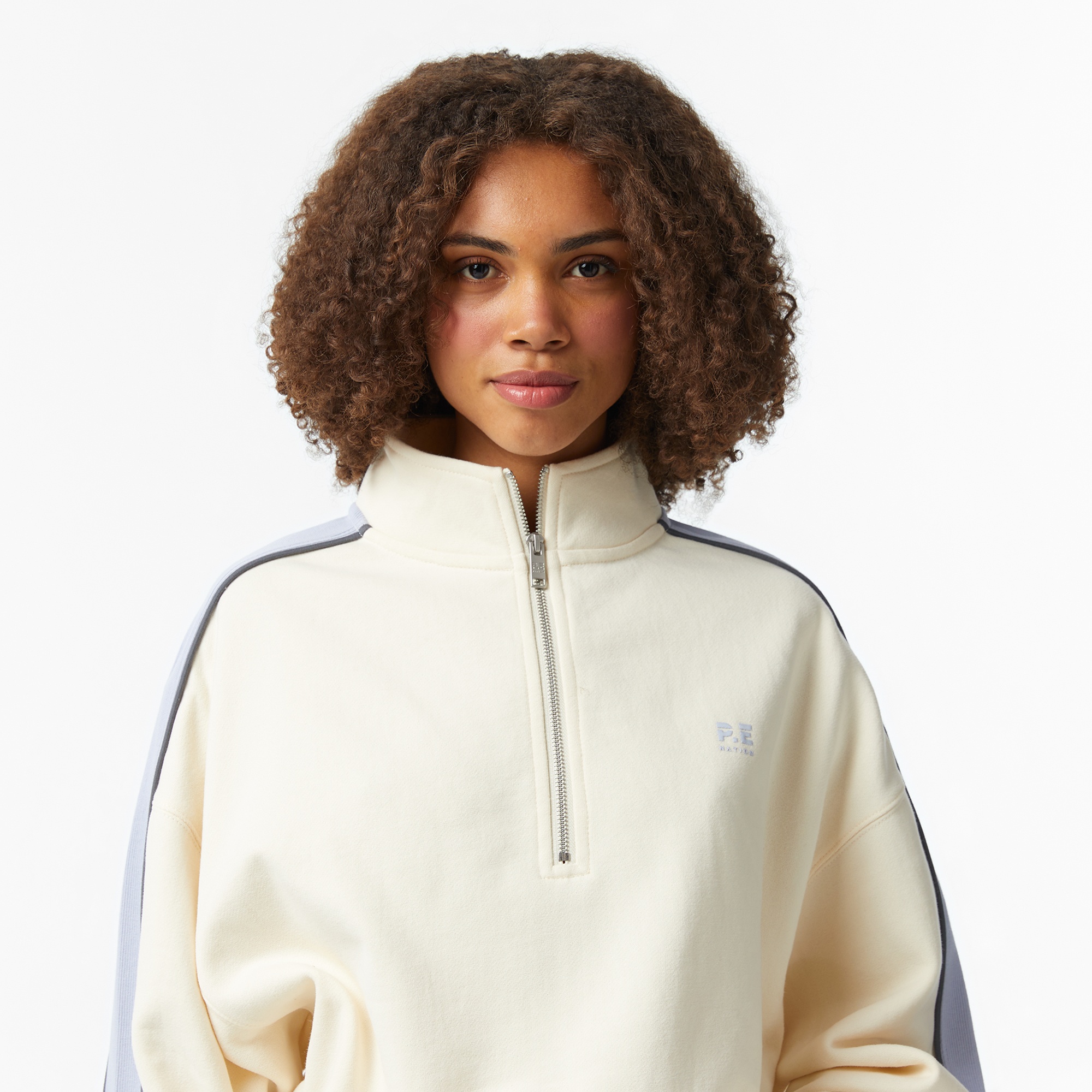 P.E Nation Align Zip Kadın Krem Rengi Sweatshirt