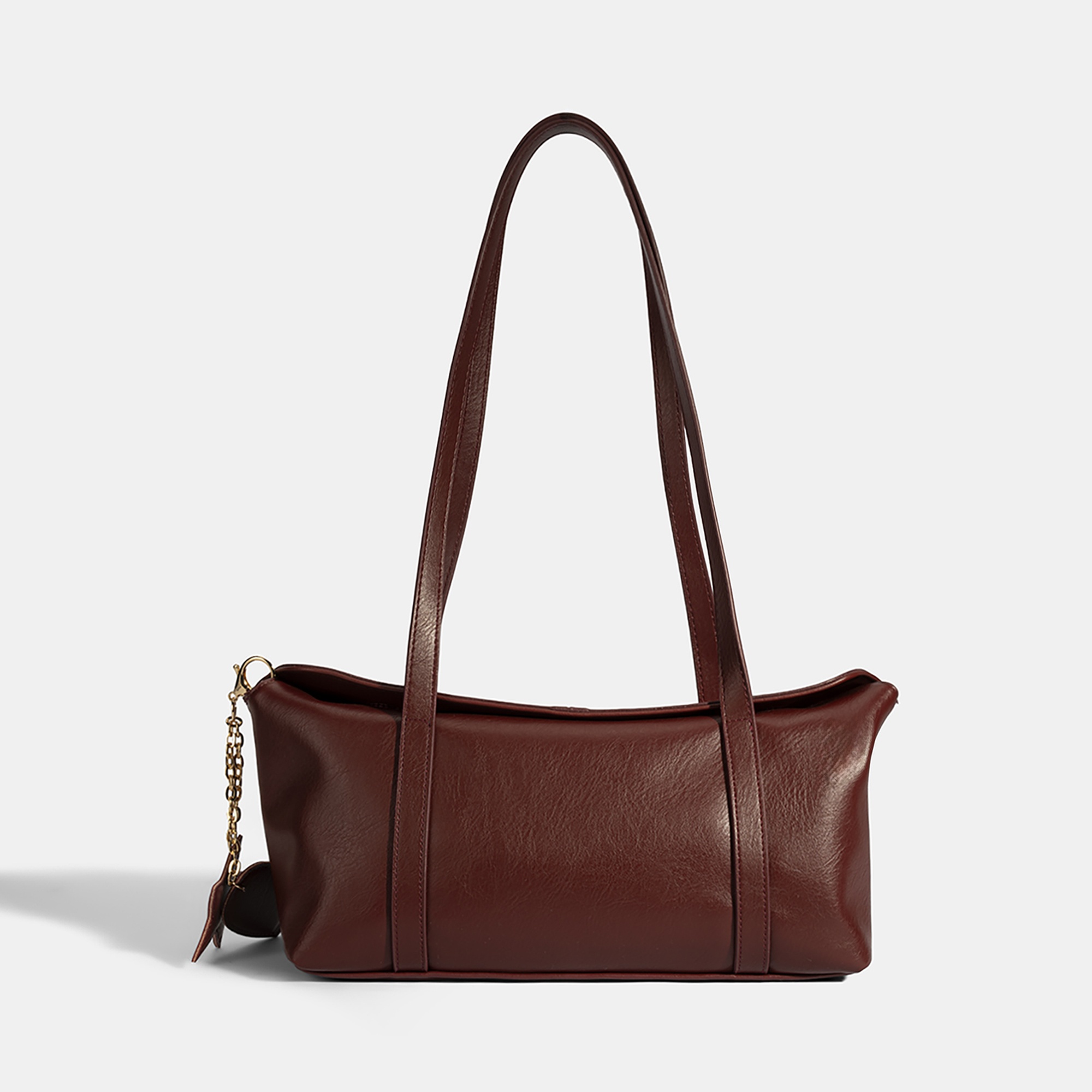 Kadın Bordo Kalp Charm Aksesuarlı Omuz Çantası