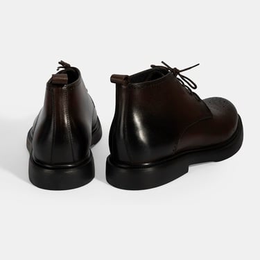  Erkek Kahve Bağcıklı Deri Bot