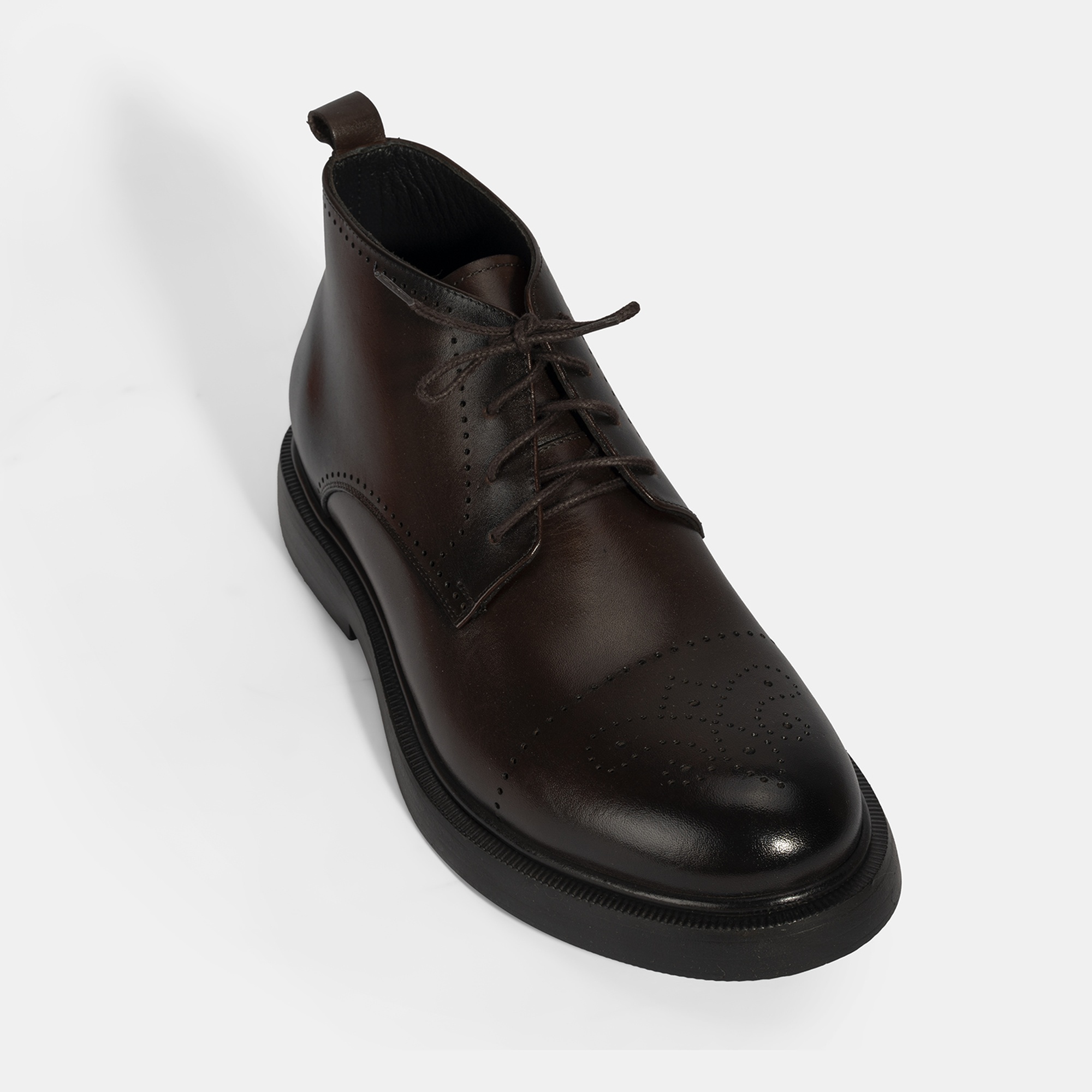 Erkek Kahve Bağcıklı Deri Bot