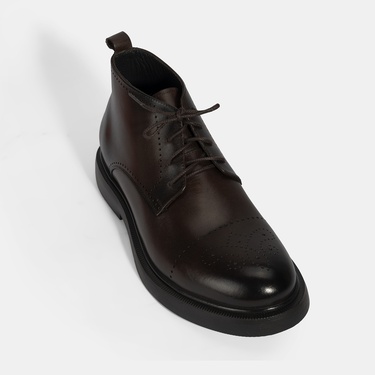  Erkek Kahve Bağcıklı Deri Bot