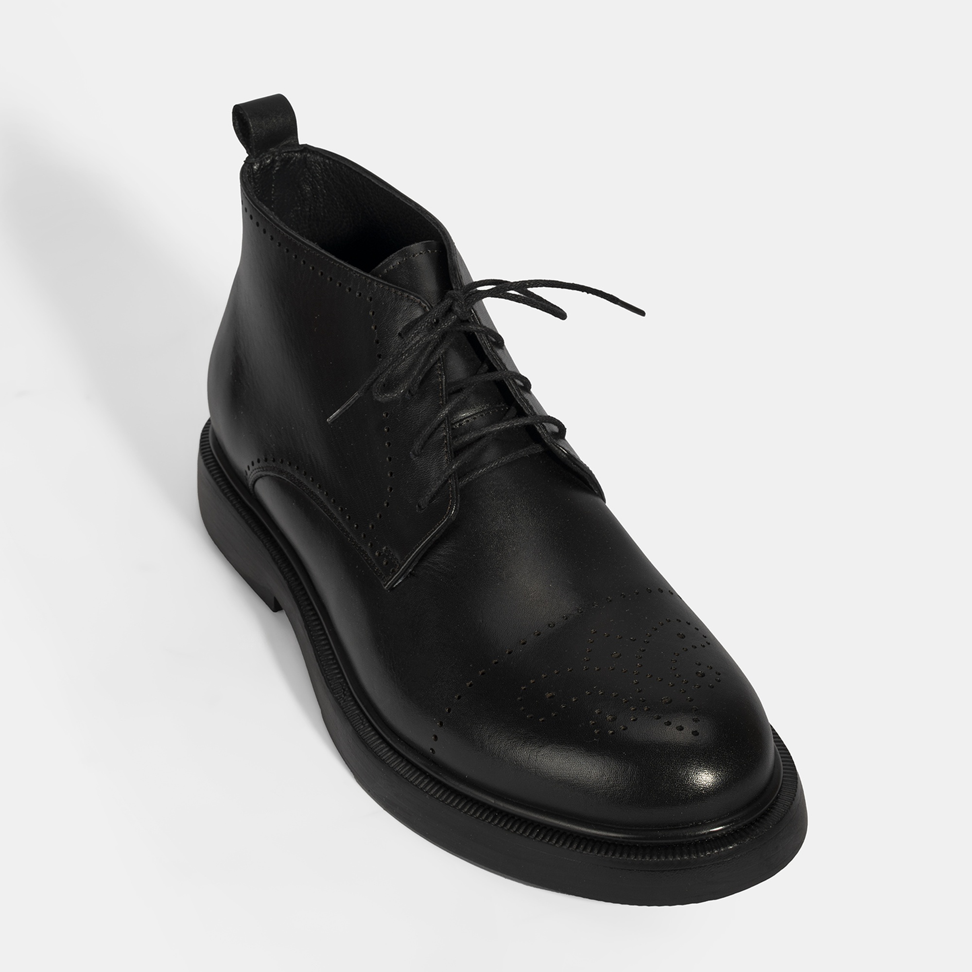 Erkek Siyah Bağcıklı Deri Bot