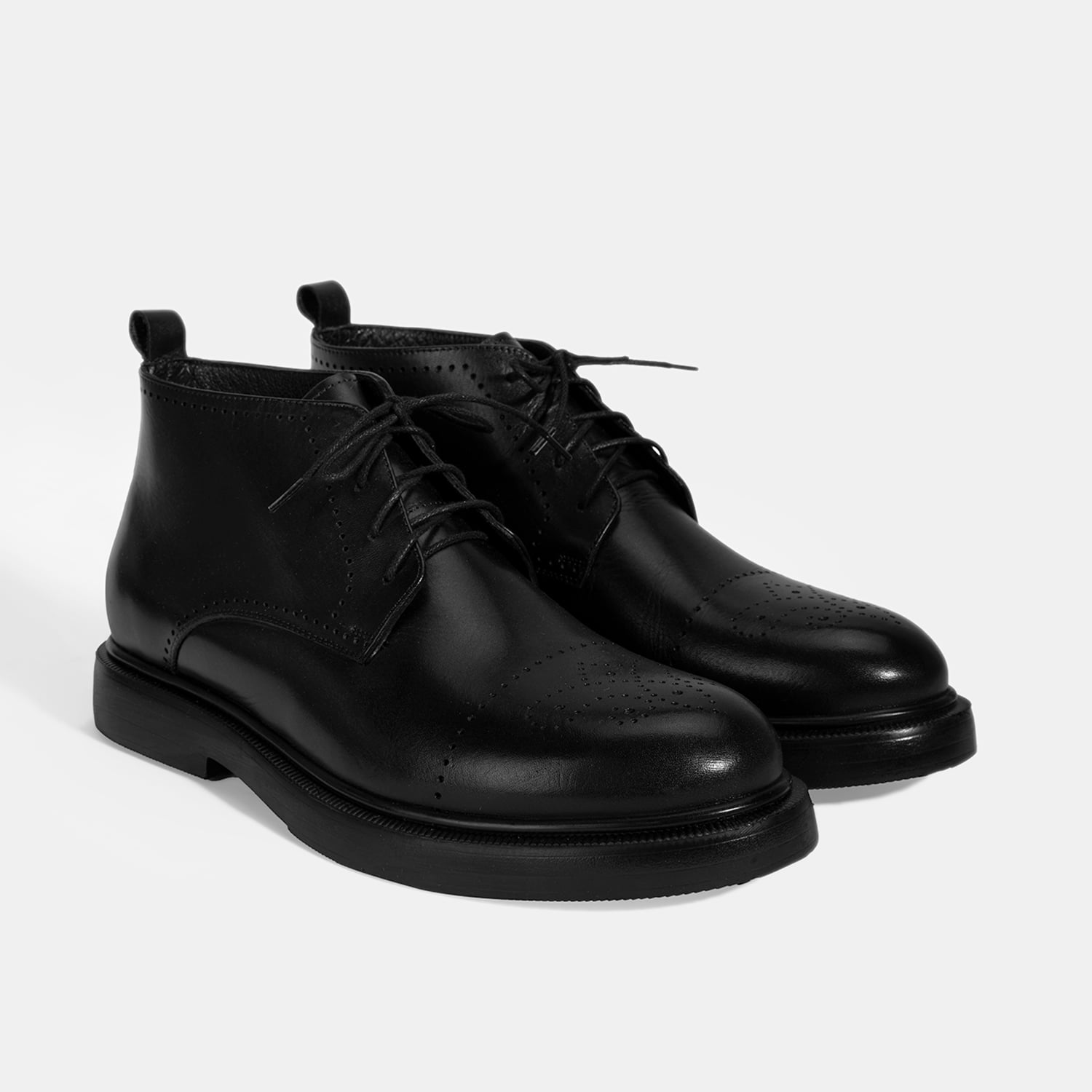  Erkek Siyah Bağcıklı Deri Bot